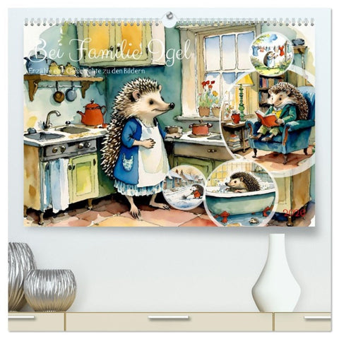 Bei Familie Igel (hochwertiger Premium Wandkalender 2026 DIN A2 quer), Kunstdruck in Hochglanz