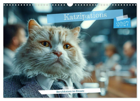 Katzipations - Berufskatzen im Einsatz (Wandkalender 2027 DIN A3 quer), CALVENDO Monatskalender