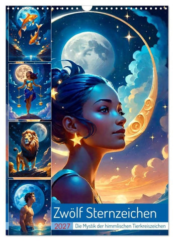 Zwölf Sternzeichen (Wandkalender 2027 DIN A3 hoch), CALVENDO Monatskalender