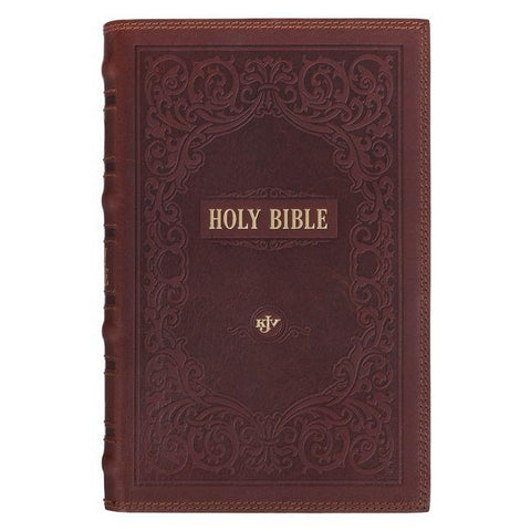 KJV Bible Giant Print Standard-Size (Full-Grain Leather, Dark Brown)