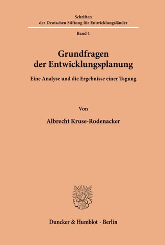 Grundfragen der Entwicklungsplanung.