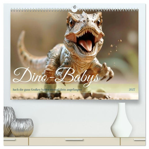 Dino-Babys (hochwertiger Premium Wandkalender 2027 DIN A2 quer), Kunstdruck in Hochglanz