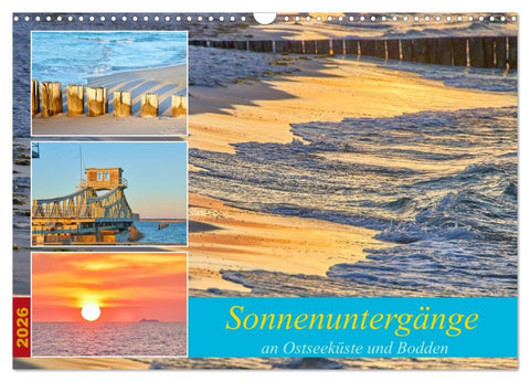 Sonnenuntergänge an Ostseeküste und Bodden (Wandkalender 2026 DIN A3 quer), CALVENDO Monatskalender