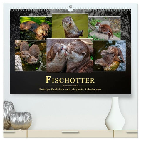 Fischotter - putzige Kerlchen und elegante Schwimmer (hochwertiger Premium Wandkalender 2027 DIN A2 quer), Kunstdruck in Hochglanz