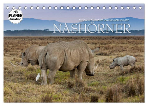 Emotionale Momente: Nashörner (Tischkalender 2026 DIN A5 quer), CALVENDO Monatskalender