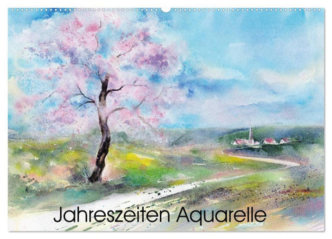 Jahreszeiten Aquarelle (Wandkalender 2026 DIN A2 quer), CALVENDO Monatskalender