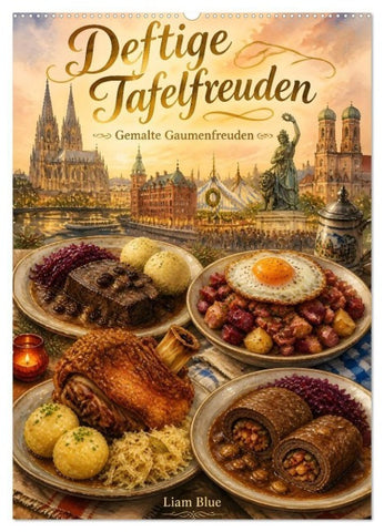 Deftige Tafelfreuden - Gemalte Gaumenfreuden (Wandkalender 2027 DIN A2 hoch), CALVENDO Monatskalender