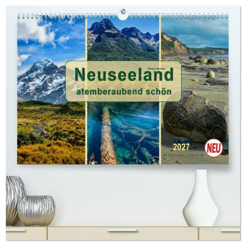Neuseeland - atemberaubend schön (hochwertiger Premium Wandkalender 2027 DIN A2 quer), Kunstdruck in Hochglanz