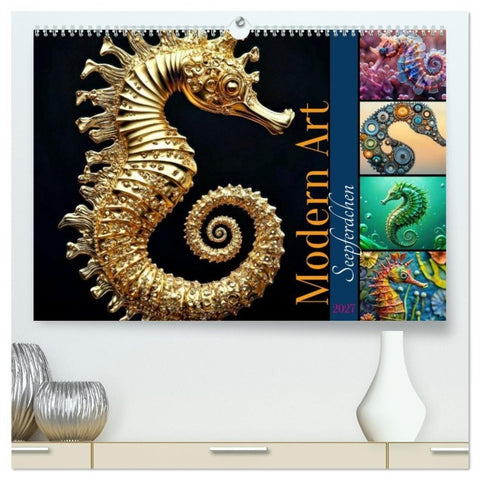 Seepferdchen - Modern Art (hochwertiger Premium Wandkalender 2027 DIN A2 quer), Kunstdruck in Hochglanz