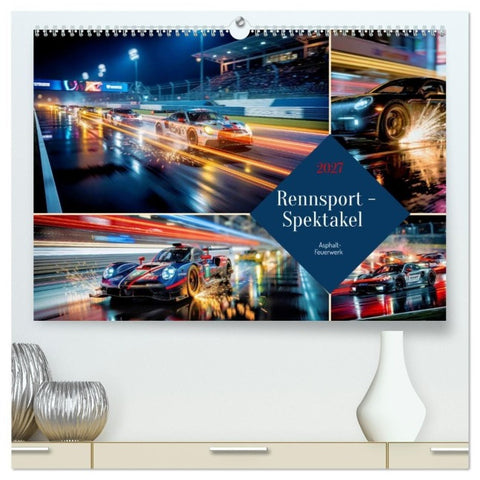 Rennsport - Spektakel (hochwertiger Premium Wandkalender 2027 DIN A2 quer), Kunstdruck in Hochglanz