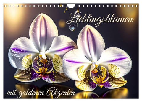 Lieblingsblumen mit goldenen Akzenten (Wandkalender 2027 DIN A4 quer), CALVENDO Monatskalender