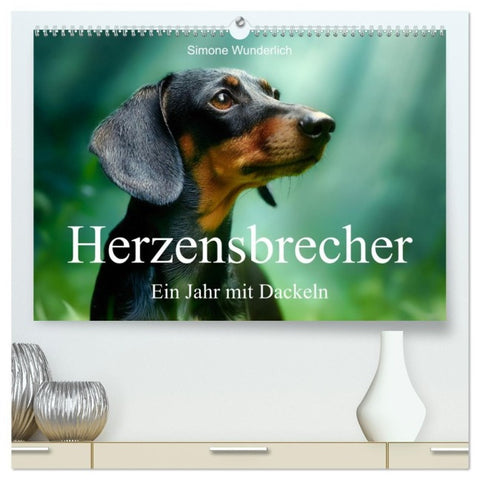 Herzensbrecher - Ein Jahr mit Dackeln (hochwertiger Premium Wandkalender 2027 DIN A2 quer), Kunstdruck in Hochglanz