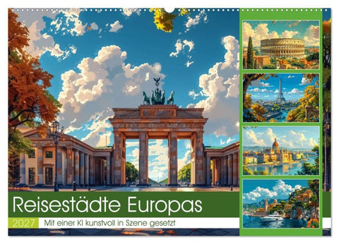 Reisestädte Europas (Wandkalender 2027 DIN A2 quer), CALVENDO Monatskalender