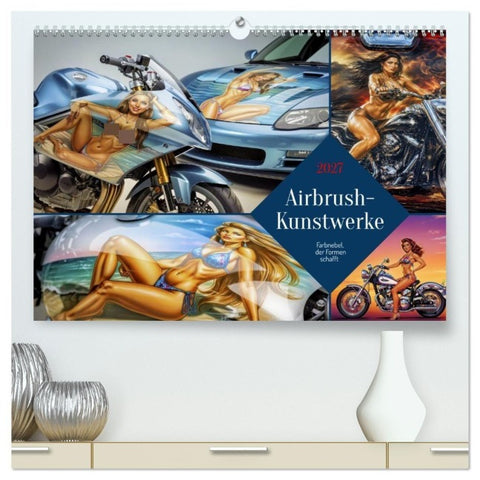Airbrush-Kunstwerke (hochwertiger Premium Wandkalender 2027 DIN A2 quer), Kunstdruck in Hochglanz