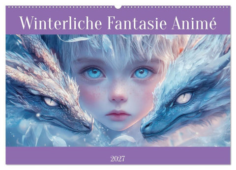 Winterliche Fantasie Animé (Wandkalender 2027 DIN A2 quer), CALVENDO Monatskalender