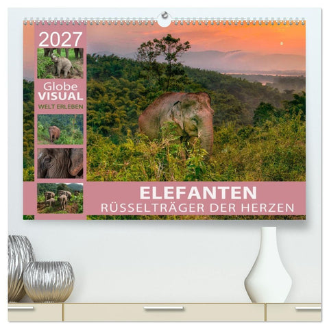 ELEFANTEN - Rüsselträger der Herzen (hochwertiger Premium Wandkalender 2027 DIN A2 quer), Kunstdruck in Hochglanz