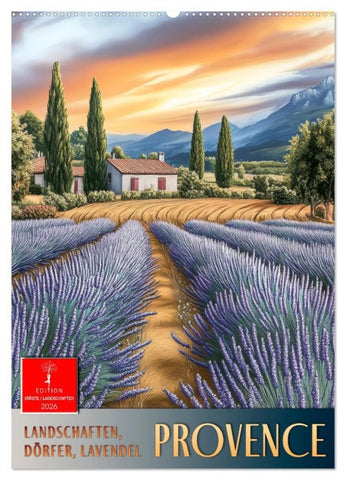 Provence - Landschaften, Dörfer, Lavendel (Wandkalender 2026 DIN A2 hoch), CALVENDO Monatskalender