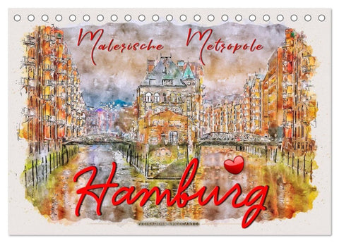 Hamburg - malerische Metropole (Tischkalender 2027 DIN A5 quer), CALVENDO Monatskalender