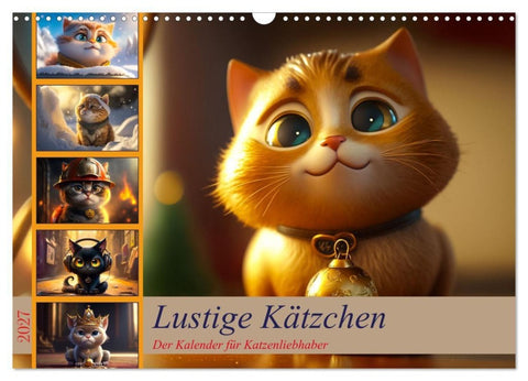Lustige Kätzchen (Wandkalender 2027 DIN A3 quer), CALVENDO Monatskalender