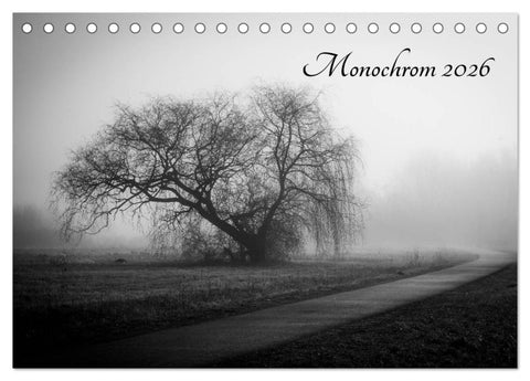 Monochrom 2026 (Tischkalender 2026 DIN A5 quer), CALVENDO Monatskalender