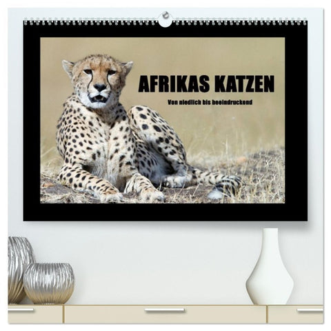 Afrikas Katzen (hochwertiger Premium Wandkalender 2026 DIN A2 quer), Kunstdruck in Hochglanz