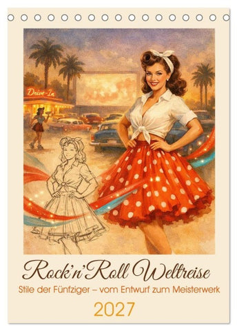 Rock'n'Roll Weltreise (Tischkalender 2027 DIN A5 hoch), CALVENDO Monatskalender