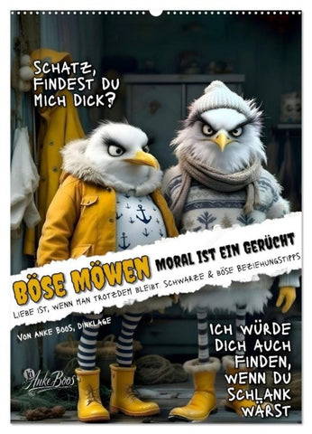 Böse Möwen - Moral ist ein Gerücht (Wandkalender 2027 DIN A2 hoch), CALVENDO Monatskalender