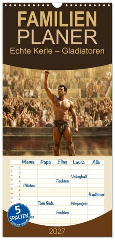 Familienplaner 2027 - Echte Kerle - Gladiatoren mit 5 Spalten (Wandkalender, 21 x 45 cm) CALVENDO