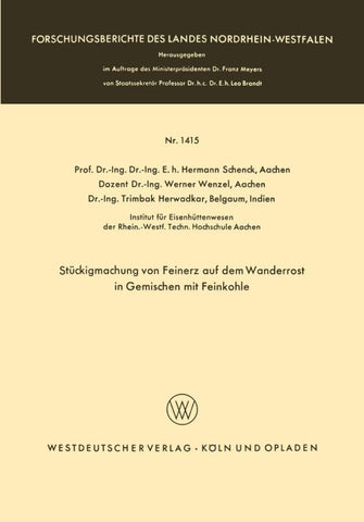 Stückigmachung von Feinerz auf dem Wanderrost in Gemischen mit Feinkohle