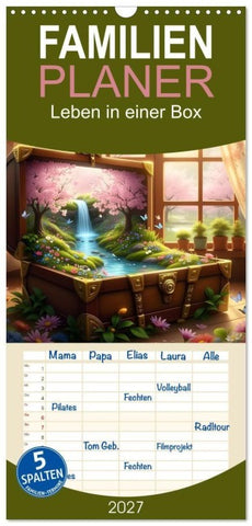 Familienplaner 2027 - Leben in einer Box mit 5 Spalten (Wandkalender, 21 x 45 cm) CALVENDO