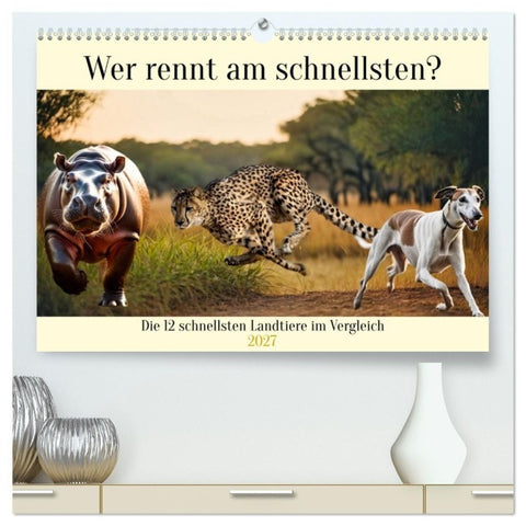Wer rennt am schnellsten? (hochwertiger Premium Wandkalender 2027 DIN A2 quer), Kunstdruck in Hochglanz