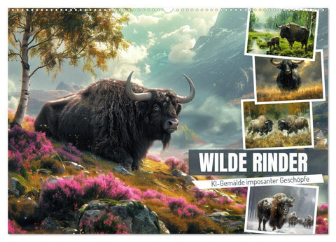 Wilde Rinder (Wandkalender 2027 DIN A2 quer), CALVENDO Monatskalender
