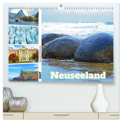 Neuseeland - Land der Kontraste (hochwertiger Premium Wandkalender 2027 DIN A2 quer), Kunstdruck in Hochglanz