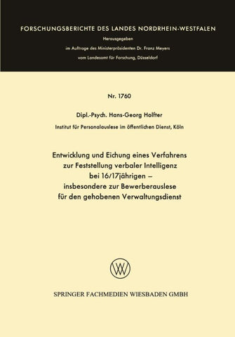 Entwicklung und Eichung eines Verfahrens zur Feststellung verbaler Intelligenz bei 16/17jährigen