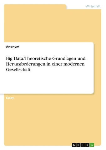 Big Data. Theoretische Grundlagen und Herausforderungen in einer modernen Gesellschaft