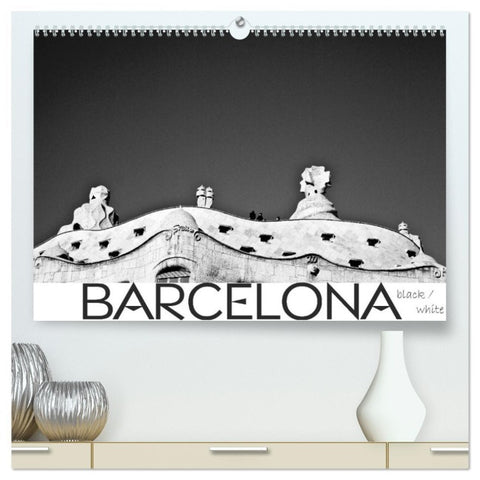 BARCELONA [black/white] (hochwertiger Premium Wandkalender 2026 DIN A2 quer), Kunstdruck in Hochglanz