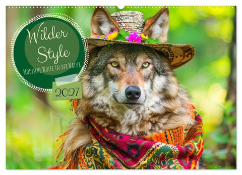 Wilder Style. Modische Wölfe in der Natur (Wandkalender 2027 DIN A2 quer), CALVENDO Monatskalender