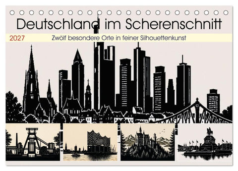 Deutschland im Scherenschnitt (Tischkalender 2027 DIN A5 quer), CALVENDO Monatskalender