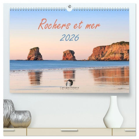 Rochers et mer (Calendrier mural haut de gamme 2027 DIN A2 vertical), CALVENDO calendrier mensuel