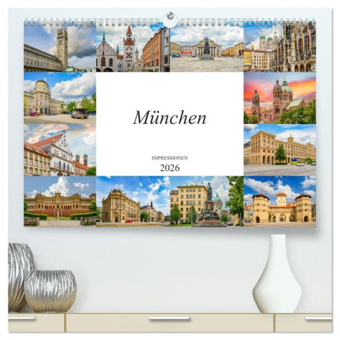 München Impressionen (hochwertiger Premium Wandkalender 2026 DIN A2 quer), Kunstdruck in Hochglanz