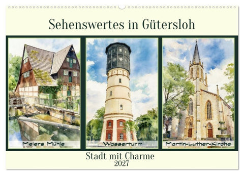 Sehenwertes Gütersloh (Wandkalender 2027 DIN A2 quer), CALVENDO Monatskalender