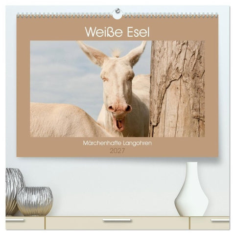 Weiße Esel - Märchenhafte Langohren (hochwertiger Premium Wandkalender 2027 DIN A2 quer), Kunstdruck in Hochglanz