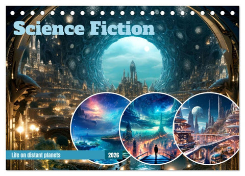 SCIENCE FICTION Life on distant planets (Desk Calendar 2026 DIN A5 landscape), CALVENDO 12 Month DeskCalendar