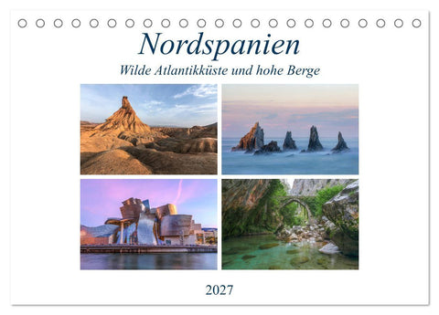 Nordspanien, wilde Atlantikküste und hohe Berge (Tischkalender 2027 DIN A5 quer), CALVENDO Monatskalender