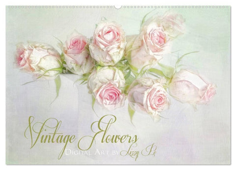 Vintage Flowers (Wandkalender 2026 DIN A2 quer), CALVENDO Monatskalender