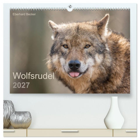 Wolfsrudel (hochwertiger Premium Wandkalender 2027 DIN A2 quer), Kunstdruck in Hochglanz