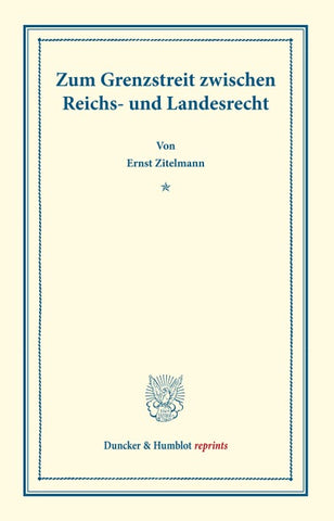 Zum Grenzstreit zwischen Reichs- und Landesrecht