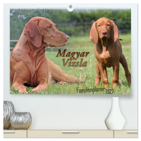 Familienplaner - Magyar Vizsla (hochwertiger Premium Wandkalender 2027 DIN A2 quer), Kunstdruck in Hochglanz