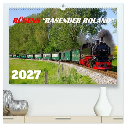 Rügens "rasender Roland" (hochwertiger Premium Wandkalender 2027 DIN A2 quer), Kunstdruck in Hochglanz