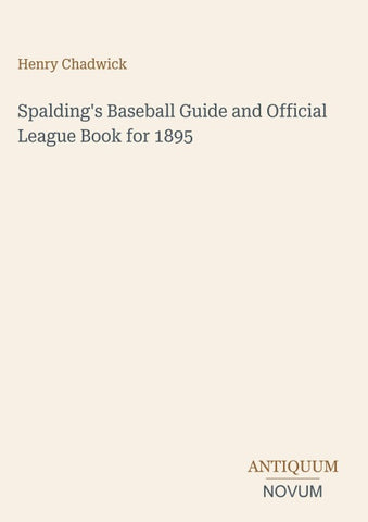 Spalding's Baseball Guide and Official League Book for 1895